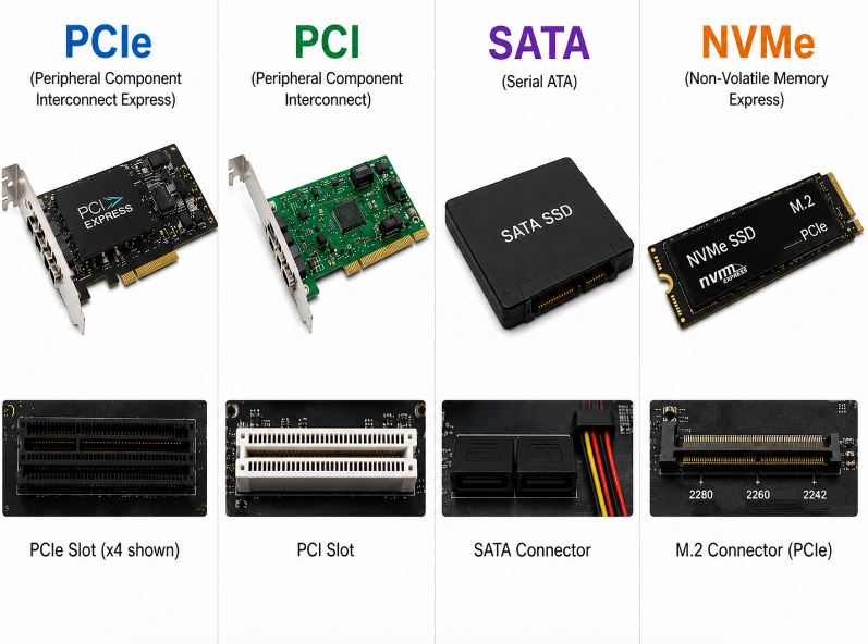 PCIe vs PCI vs SATA vs NVMe